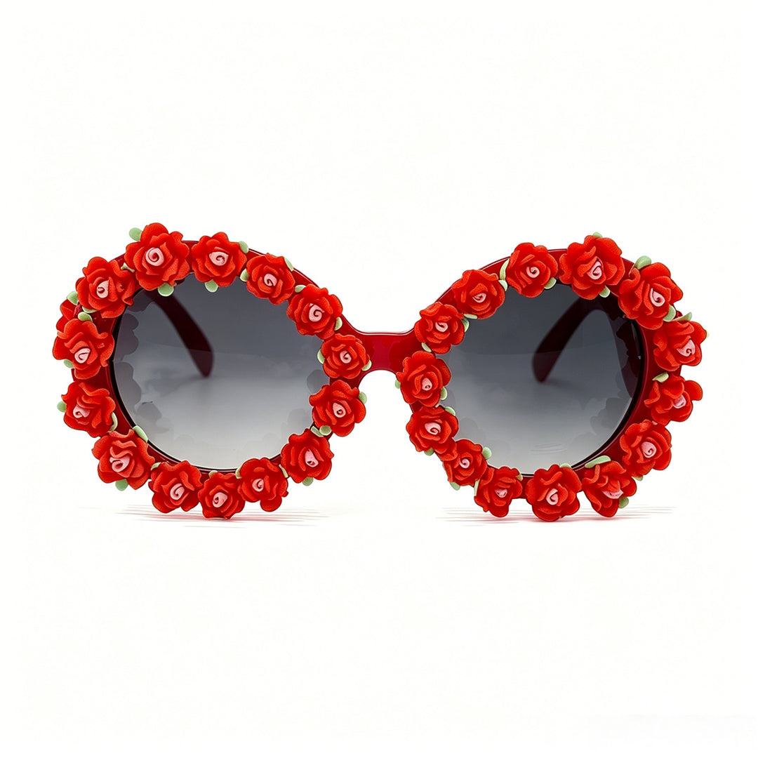 Damen Sonnenbrille mit floralem Design und einzigartigen Rahmenakzenten Karnz