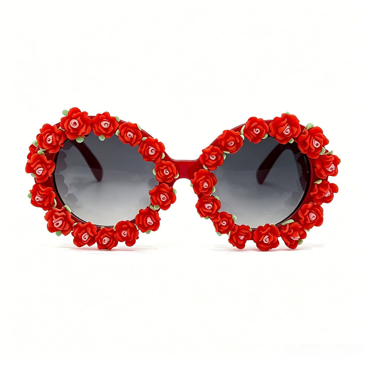 Damen Sonnenbrille mit floralem Design und einzigartigen Rahmenakzenten Karnz