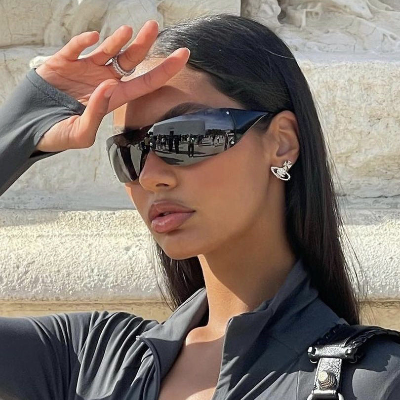 Damen modische visierähnliche Sonnenbrille Karnz