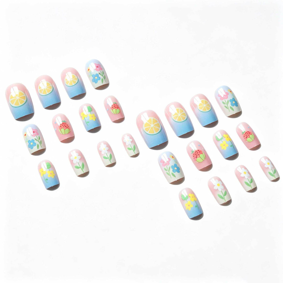 Verspielt Frucht- und Blumen-Nagelkunst