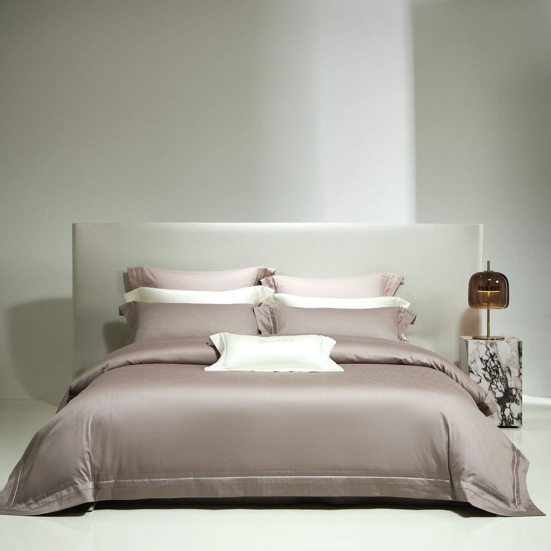 Mulberry Seide-Feel Hotel-Stil Bettwäsche Set mit Doppel-Tuck Saum