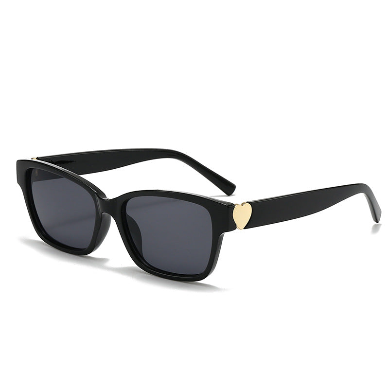 Damen modische quadratische Sonnenbrille mit Herz-Akzenten Karnz