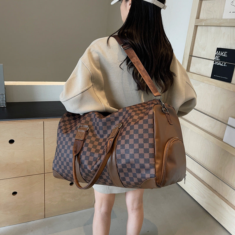 Elegante Schachbrett Reise Duffle Tasche Karnz