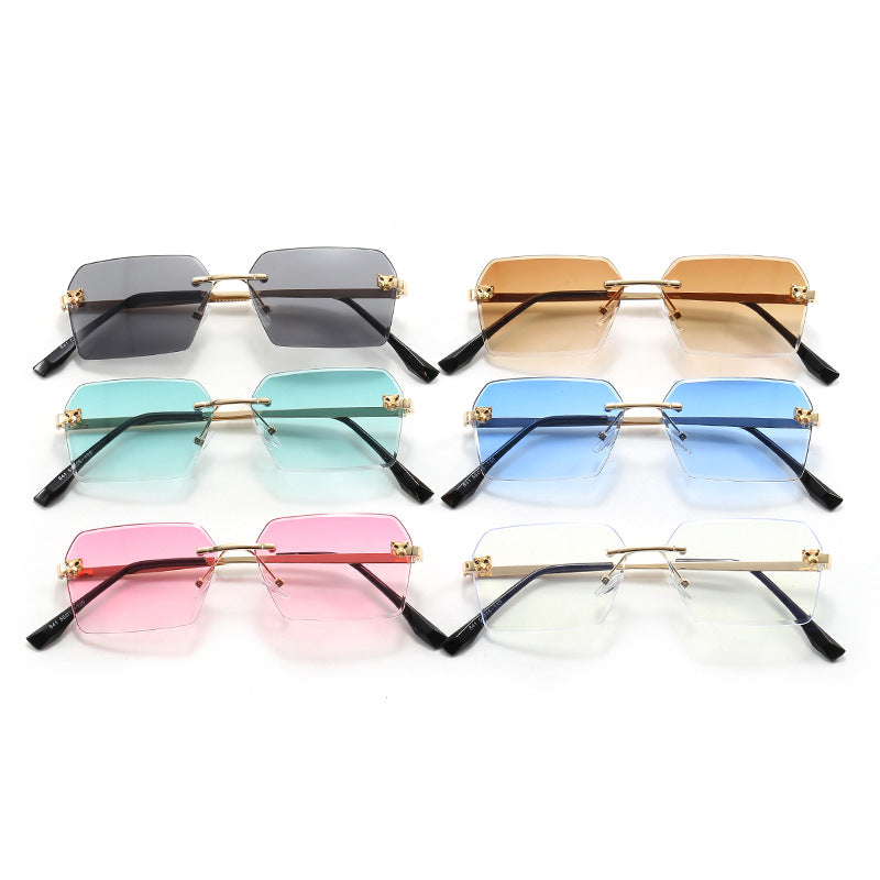 Damen modische quadratische Sonnenbrille mit elegantem Metallrahmen Karnz
