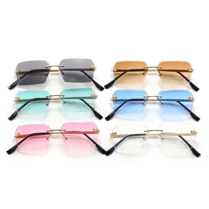 Damen modische quadratische Sonnenbrille mit elegantem Metallrahmen Karnz