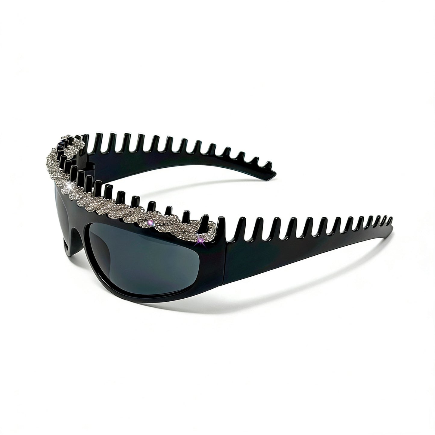 Damen Sportliche Sonnenbrille mit kunstvollem Design und funkelnden Akzenten Karnz