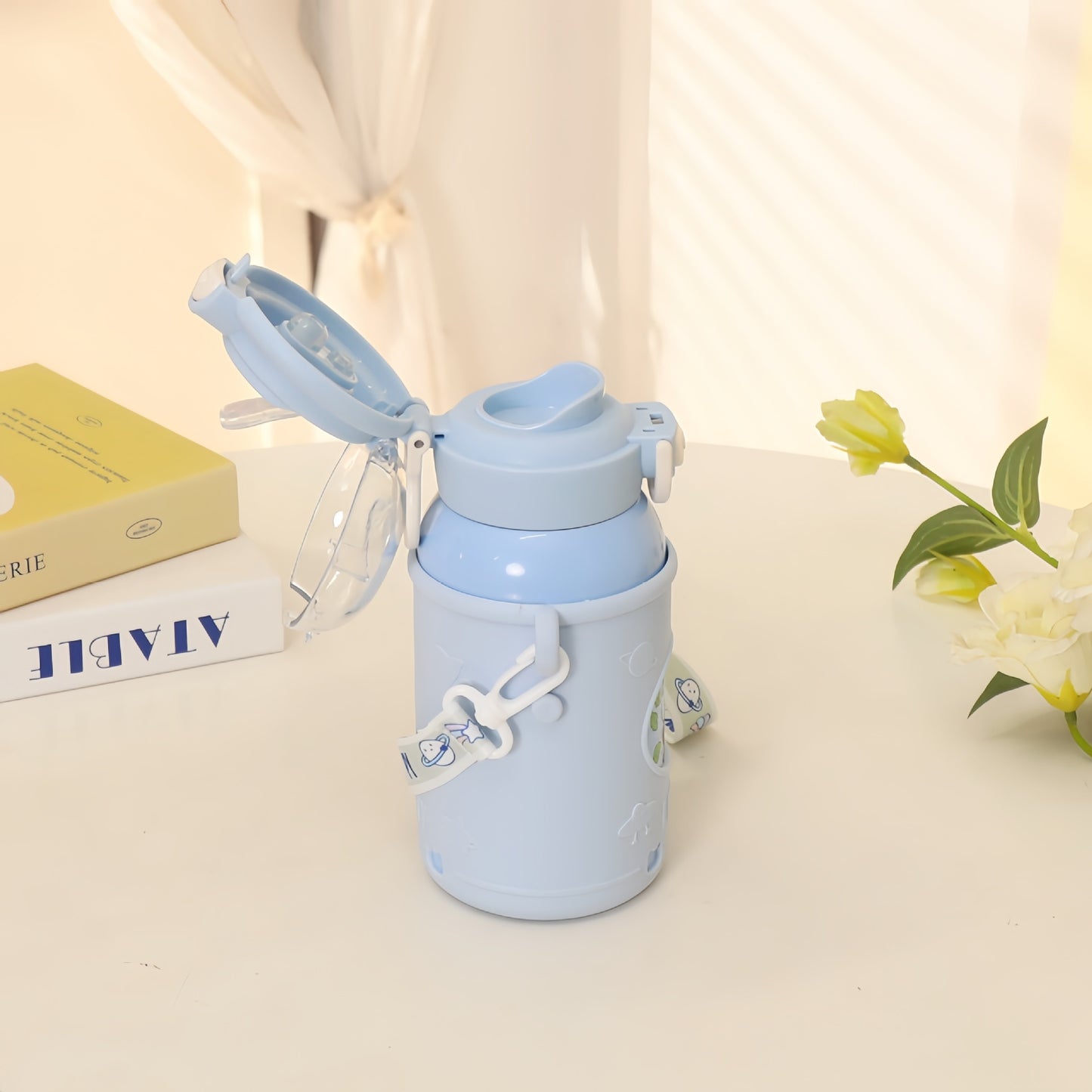 Damen Isolierte Trinkflasche mit praktischem Tragegurt und niedlichen Panda-Motiv Karnz