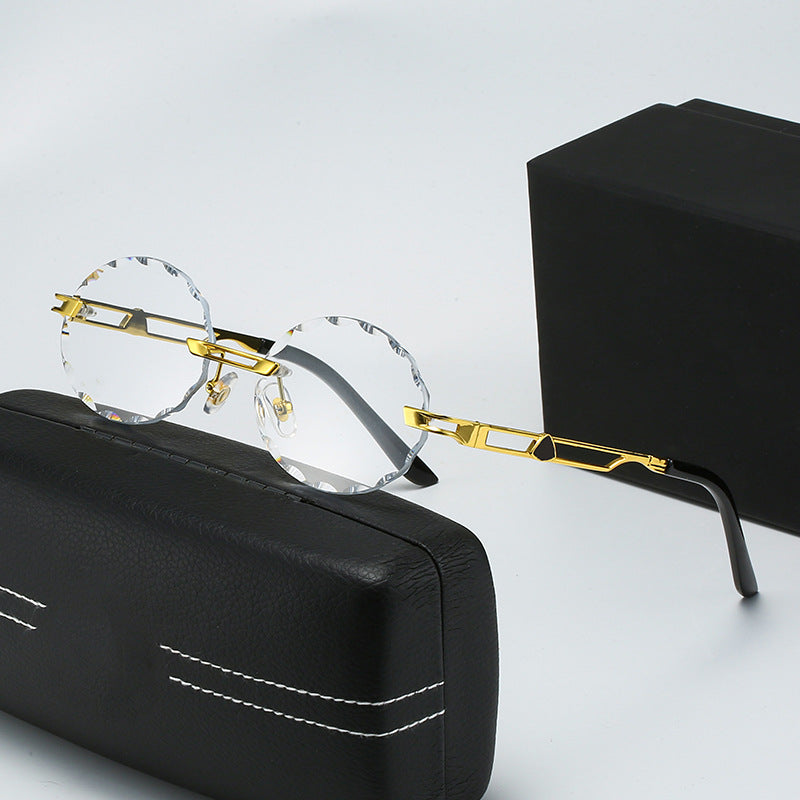 Damen runde Sonnenbrille mit einzigartigem Wellendesign und hochwertigem Metallrahmen Karnz