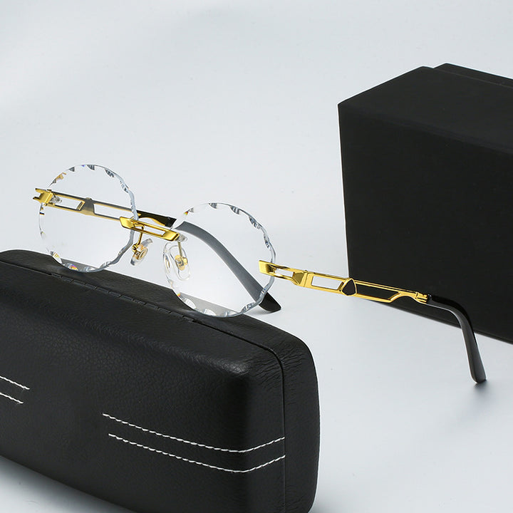 Damen runde Sonnenbrille mit einzigartigem Wellendesign und hochwertigem Metallrahmen Karnz