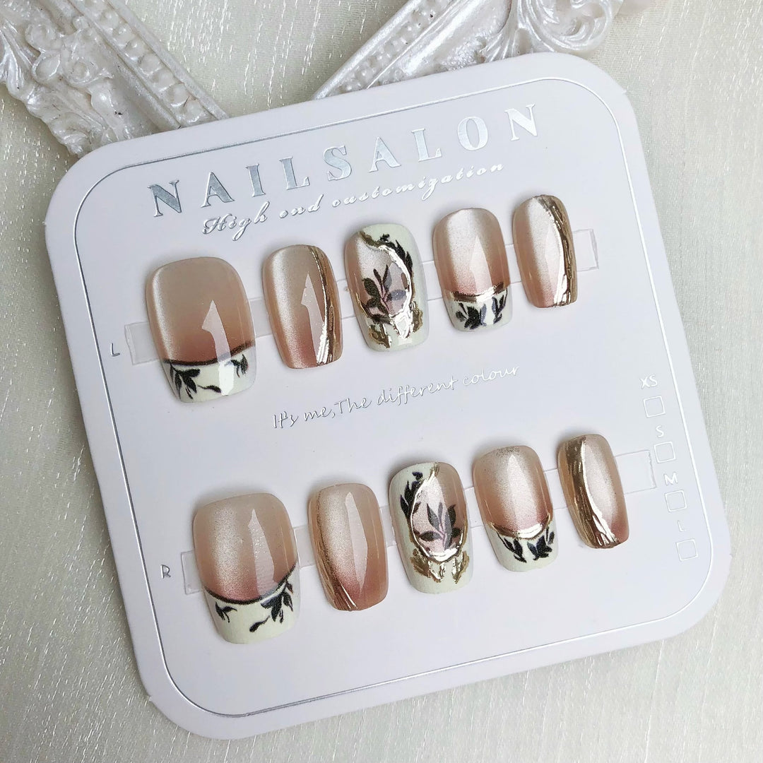 Elegante Floral Druck Press-On Nail Set