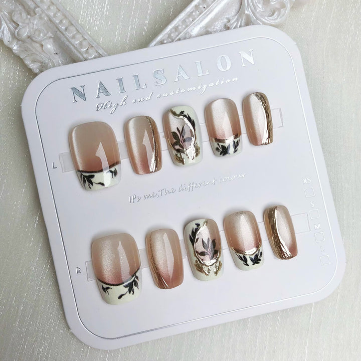 Elegante Floral Druck Press-On Nail Set