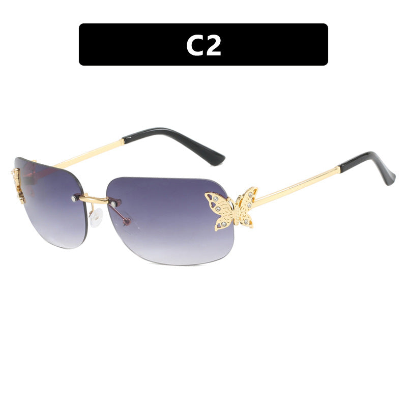 Damen modische Sonnenbrille mit filigranem Schmetterlingsdesign und schützenden Gläsern Karnz