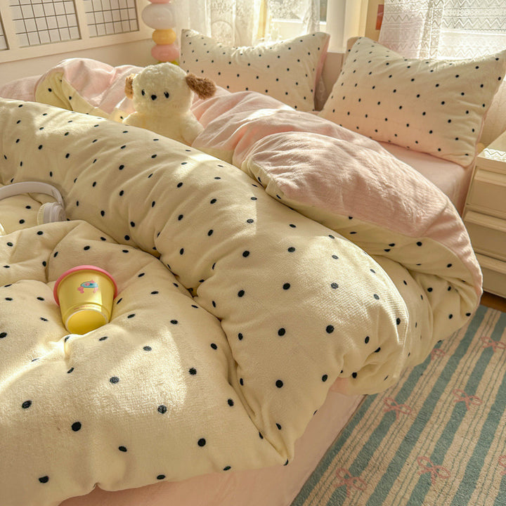 Gemütliches Polka Dot Bettwäsche Set
