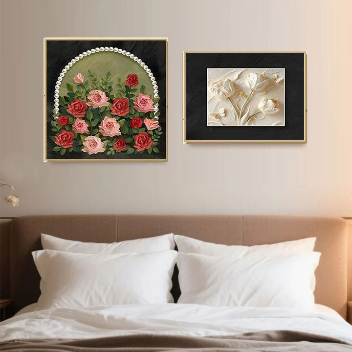Elegante Blumenreiche Relief Wanddekoration