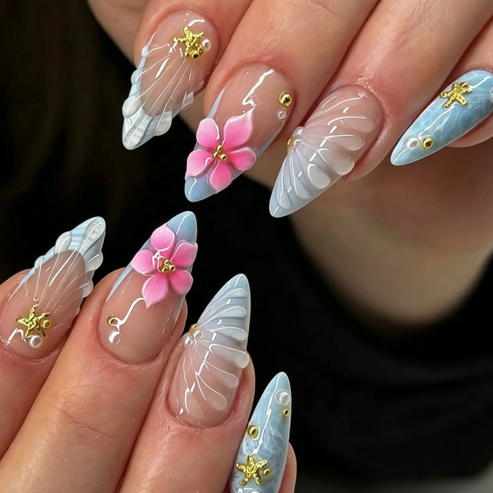 Dekorative Florale 3D Nagelkunst Erweiterungen Karnz
