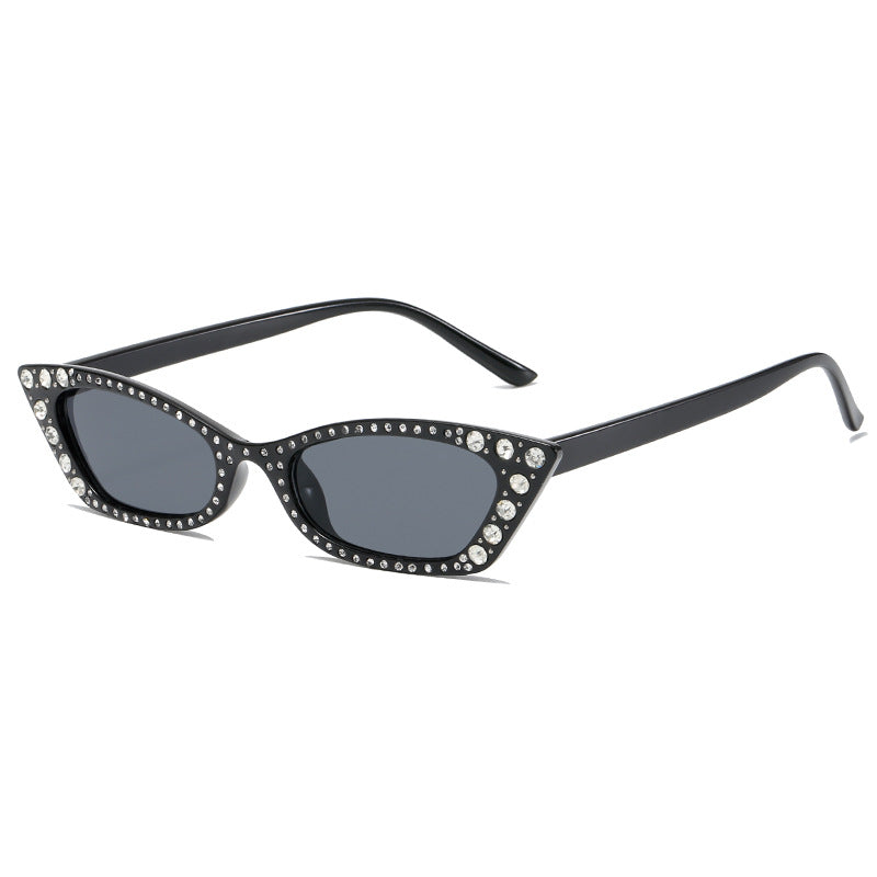 Damen extravagante Cat-Eye Sonnenbrille mit Kristallverzierung Karnz