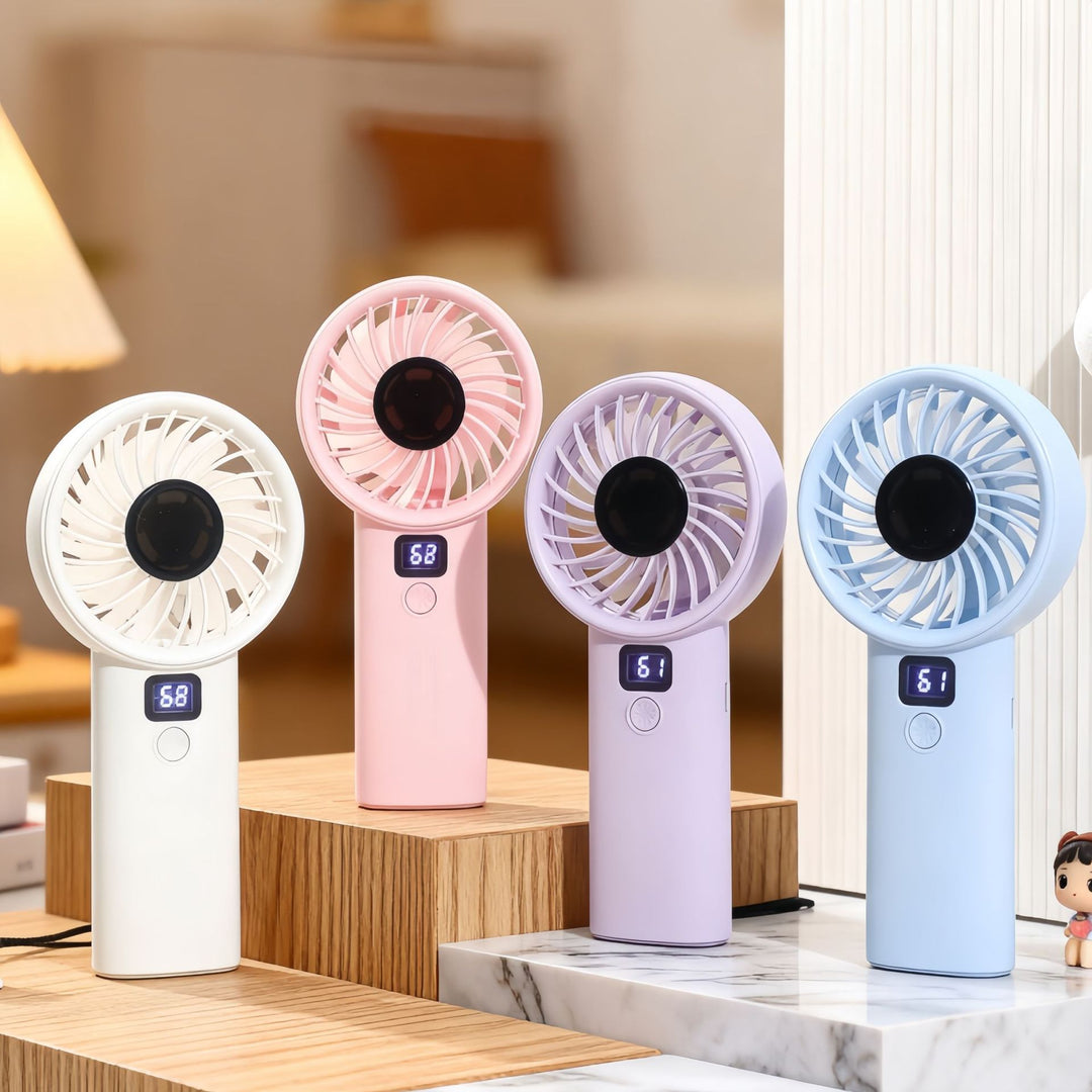 Damen Tragbarer Mini-Ventilator mit digitaler Geschwindigkeitsanzeige Karnz