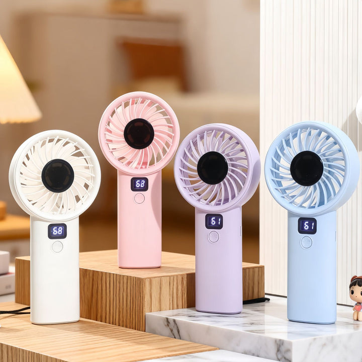 Damen Tragbarer Mini-Ventilator mit digitaler Geschwindigkeitsanzeige Karnz