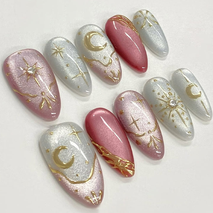 Celestial Theme Press-On Nail Art Set Karnz