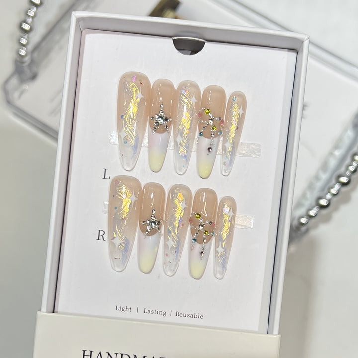 Elegante Glitzernde Lange Stiletto Press-On Nägel
