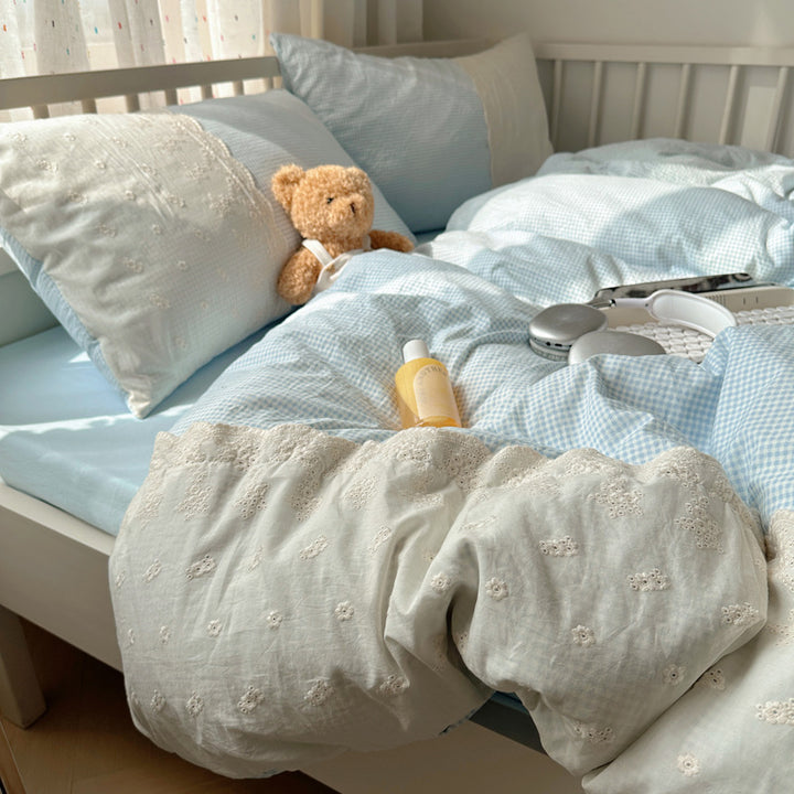Bestickte Blumen Bettbezug Set