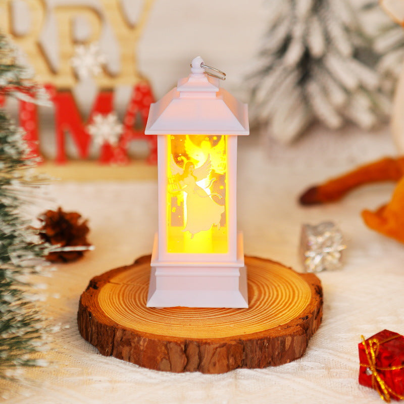 Nostalgische LED Weihnachtslaterne mit beweglichem Santa-Motiv Karnz