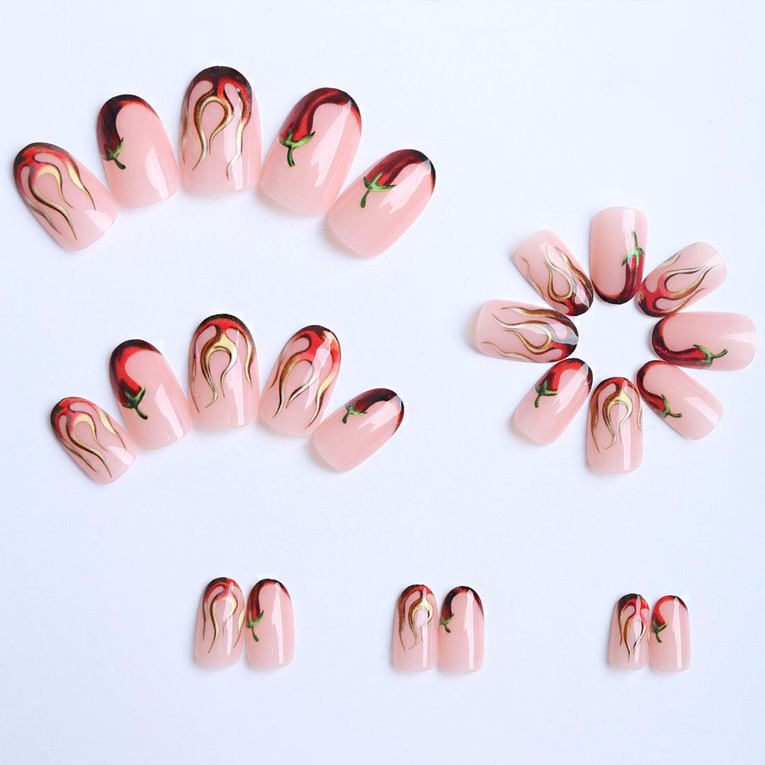 Künstliche Fingernägel Im Kreativen Paprika-Design Karnz