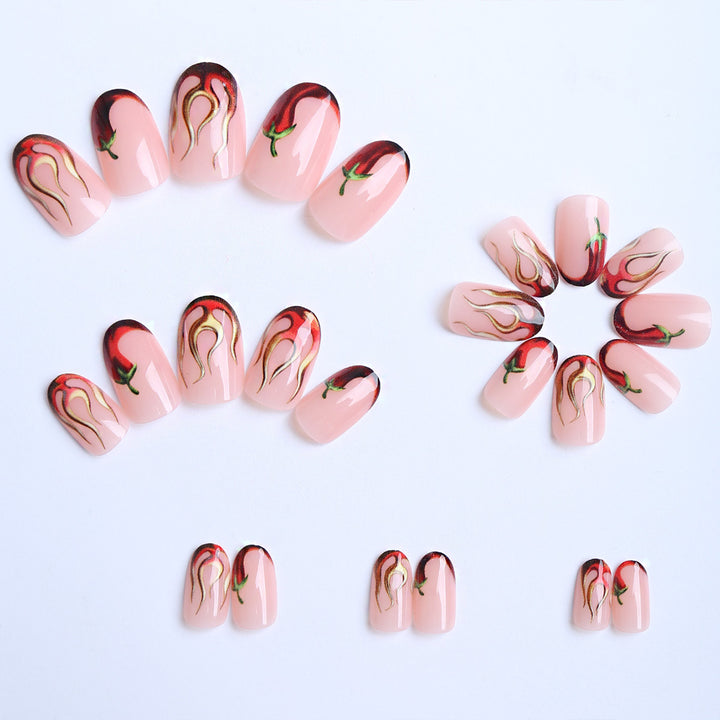 Künstliche Fingernägel Im Kreativen Paprika-Design Karnz