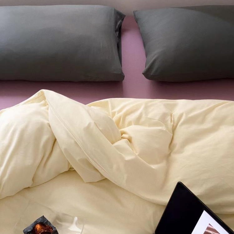 Weiche Baumwoll-Perkal Bettbezuggarnitur mit voluminöser Steppung und Hotelverschluss