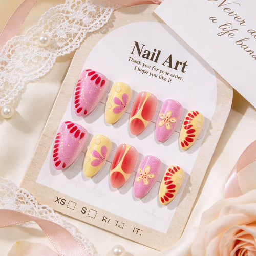 Floral Design Acryl Press-On Nagelset
