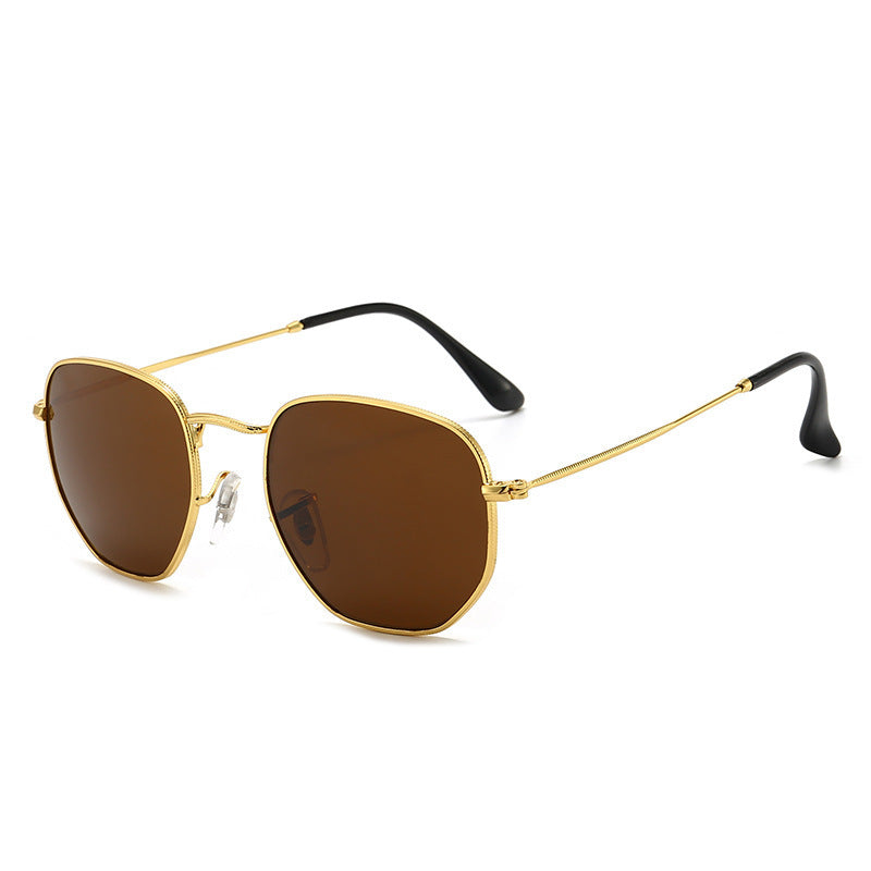Damen modische geometrische Sonnenbrille mit robustem Metallrahmen Karnz