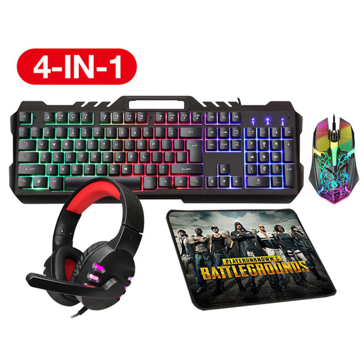 Gaming-Zubehörset mit RGB-Tastatur, Präzisionsmaus, Headset und Mauspad Karnz