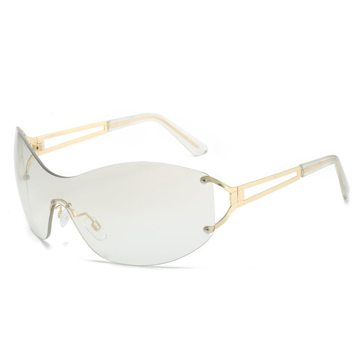 Futuristische Ultra-Wrap Sonnenbrille mit metallischen Akzenten Karnz