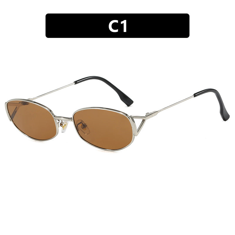 Damen modische Sonnenbrille im eleganten Ovaldesign mit hochklassigem Metallrahmen Karnz