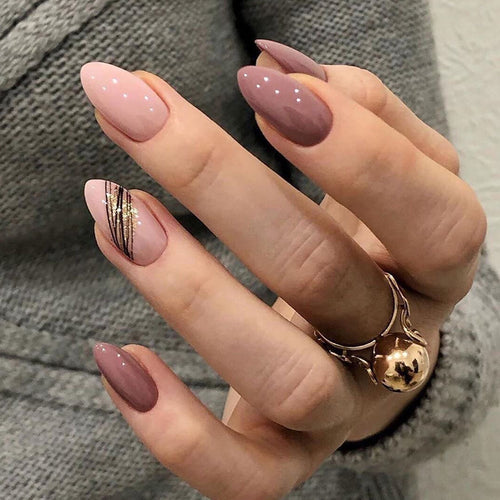 Premium mandelförmiger Press-On Nagelset Karnz