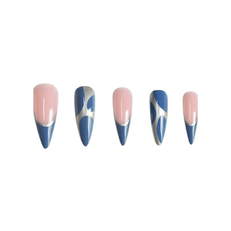 Stiletto Press-On Nagelkunstverlängerungen mit geometrischem Design Karnz
