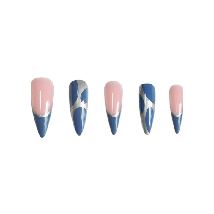 Stiletto Press-On Nagelkunstverlängerungen mit geometrischem Design Karnz