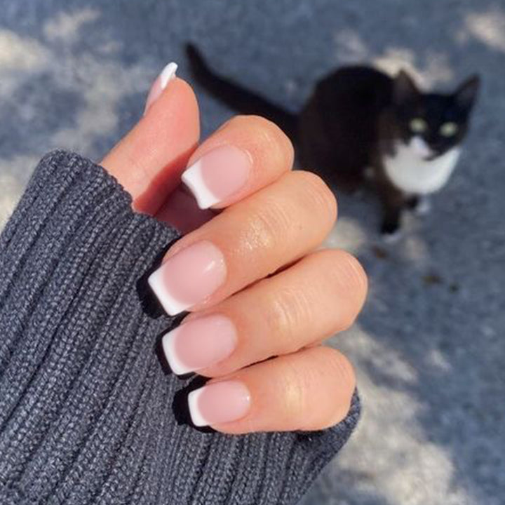 Elegantes French Tip Press-On-Nagelset Karnz