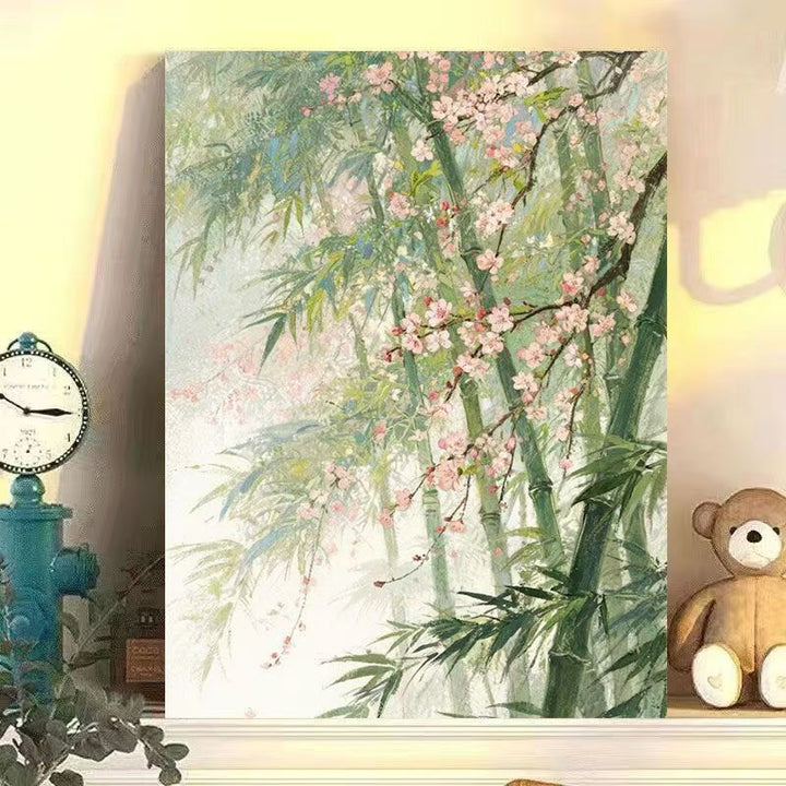 Serene Bambus und Kirschblüten Wandkunst Karnz