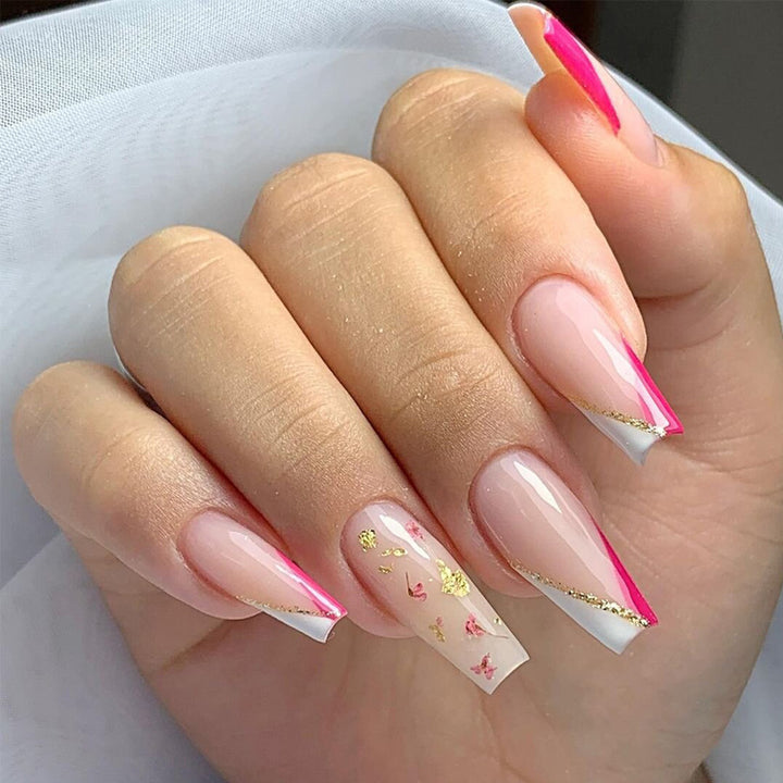 Glamouröse Glitzer-Stiletto Press-On Nägel Karnz