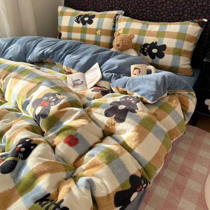Kinderplüsch Wendebettwäsche Teddy Patchwork Komforter Bettset