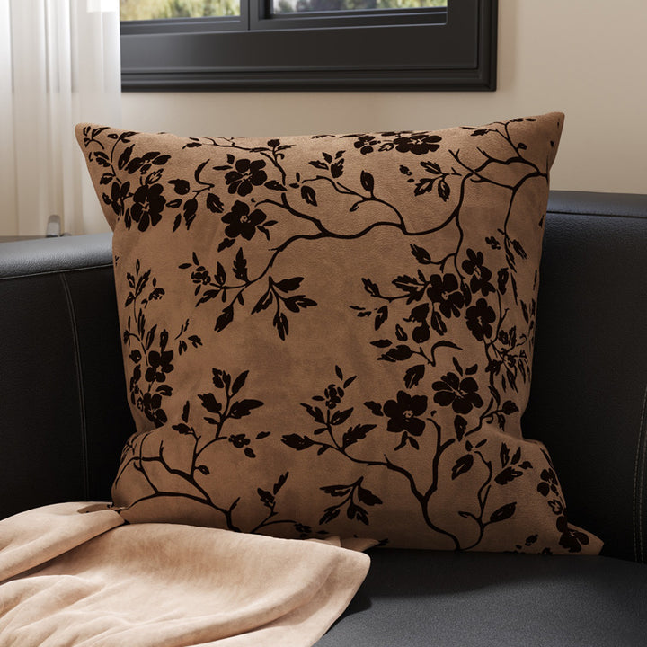 Botanical Microfiber Suede Throw Pillow Cover with Hidden Zipper