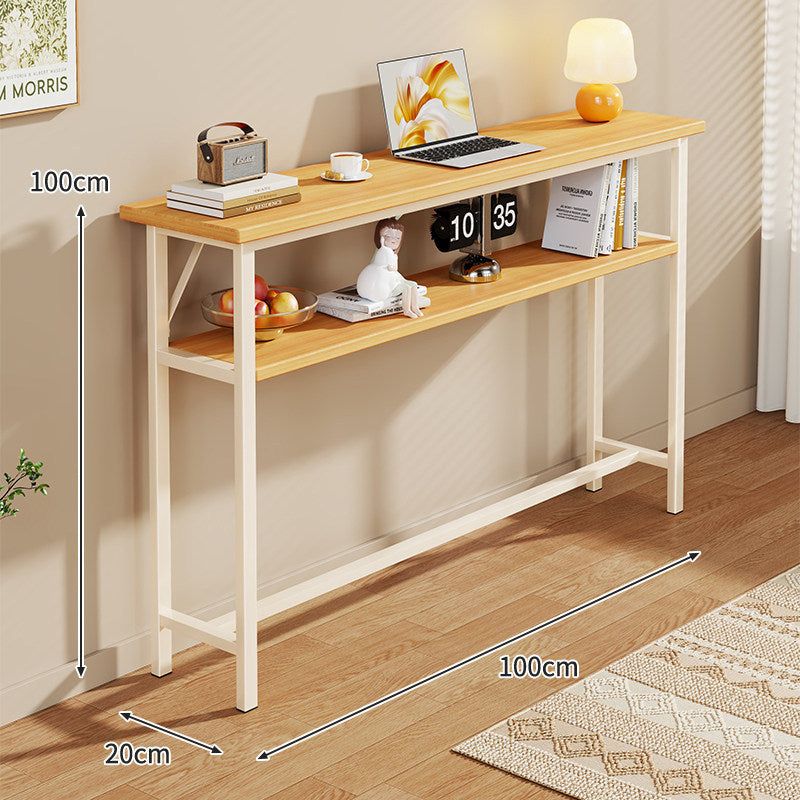 Slim Industrial Konsolentisch mit Holzplatte und Stahlrahmen