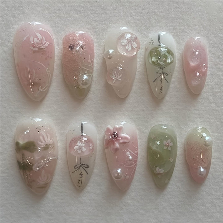 Floral Eleganz Press-On Nagelset Karnz