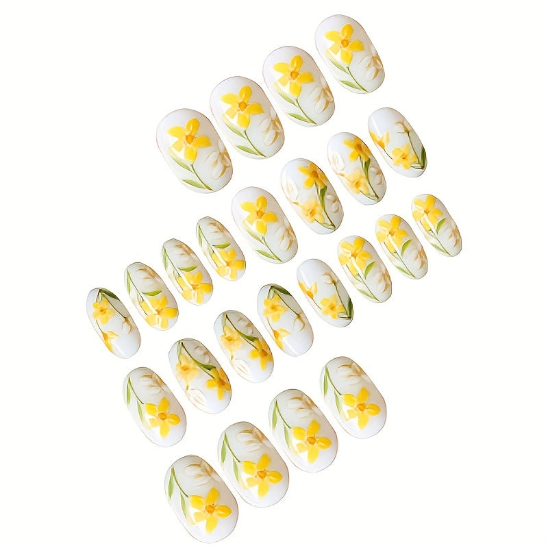 Blumen-Themen Press-on-Nagelkunst-Set Karnz