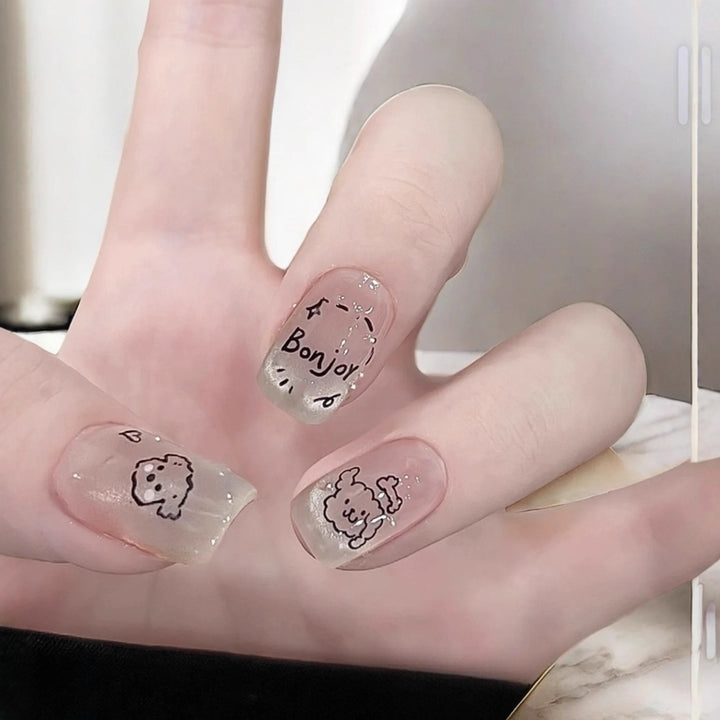 Künstlerisches Press-On-Nagelset mit verspielten Designs Karnz