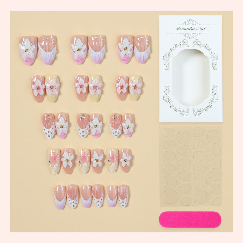 Dekoratives Blumen Press-On Nails Kunst Set Karnz