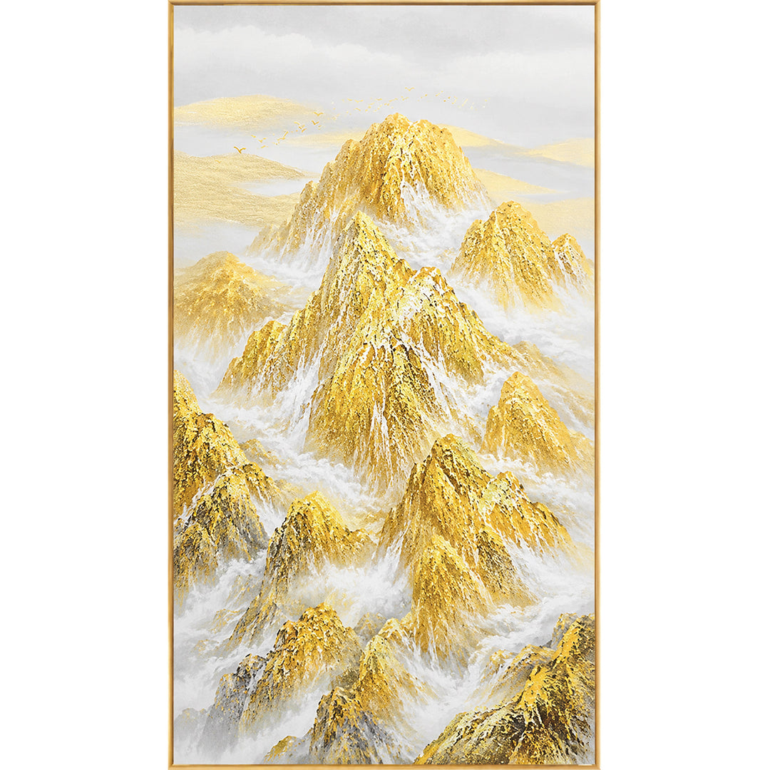 Elegante Goldene Berg Leinwandkunst