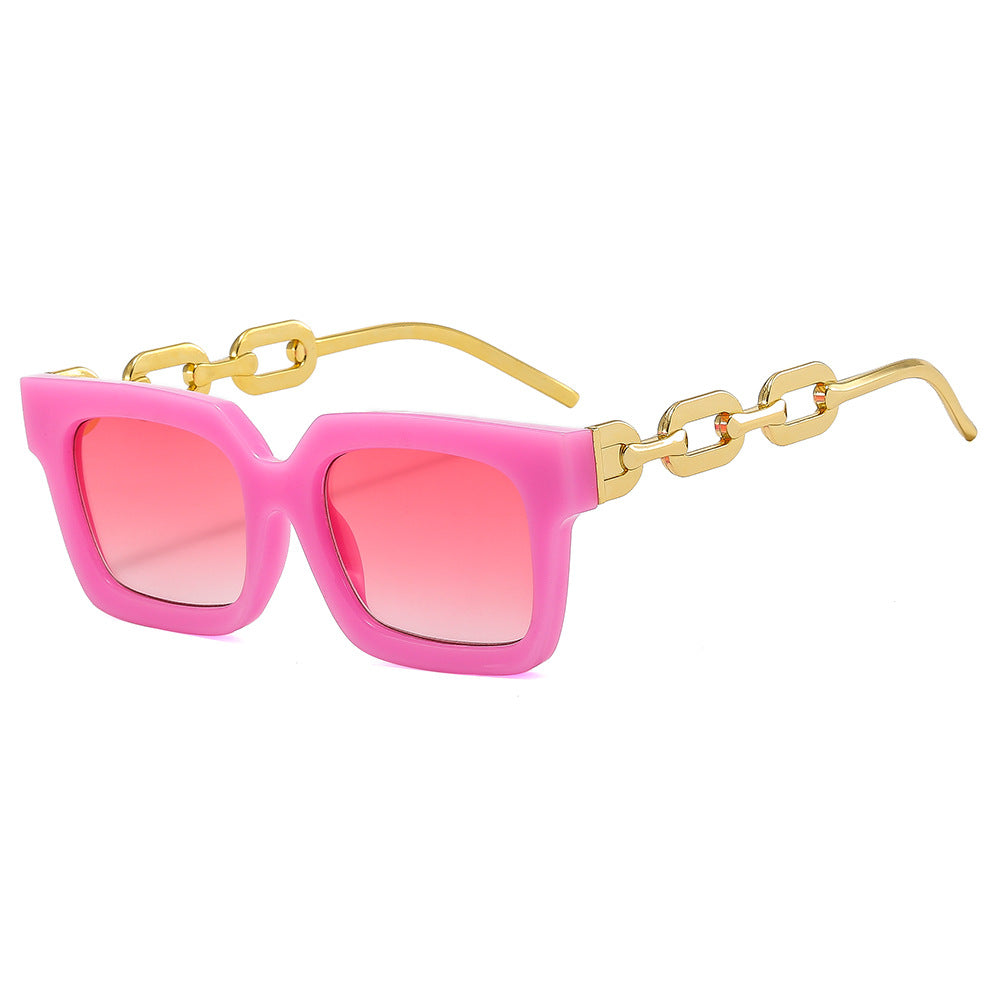 Damen modische quadratische Sonnenbrille mit luxuriösen Kettendetails Karnz