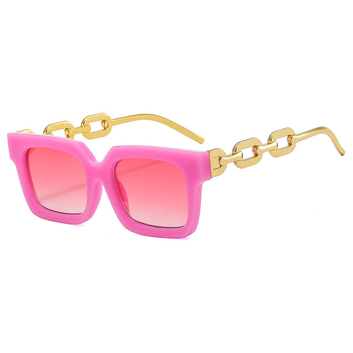 Damen modische quadratische Sonnenbrille mit luxuriösen Kettendetails Karnz